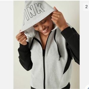 NWT PINK Everyday Lounge Full Zip Colorblock Hoodie XL